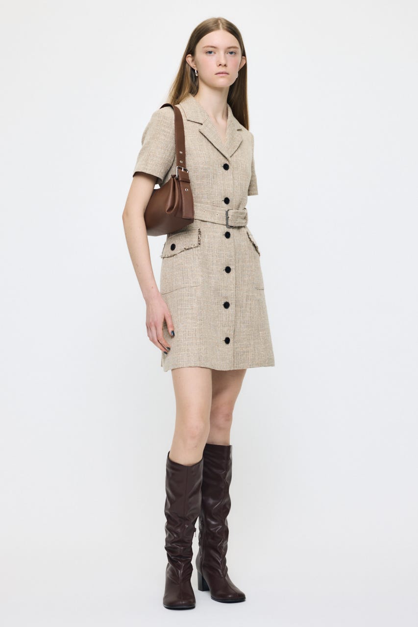 TWEEDED MINI ドレス BEG 1