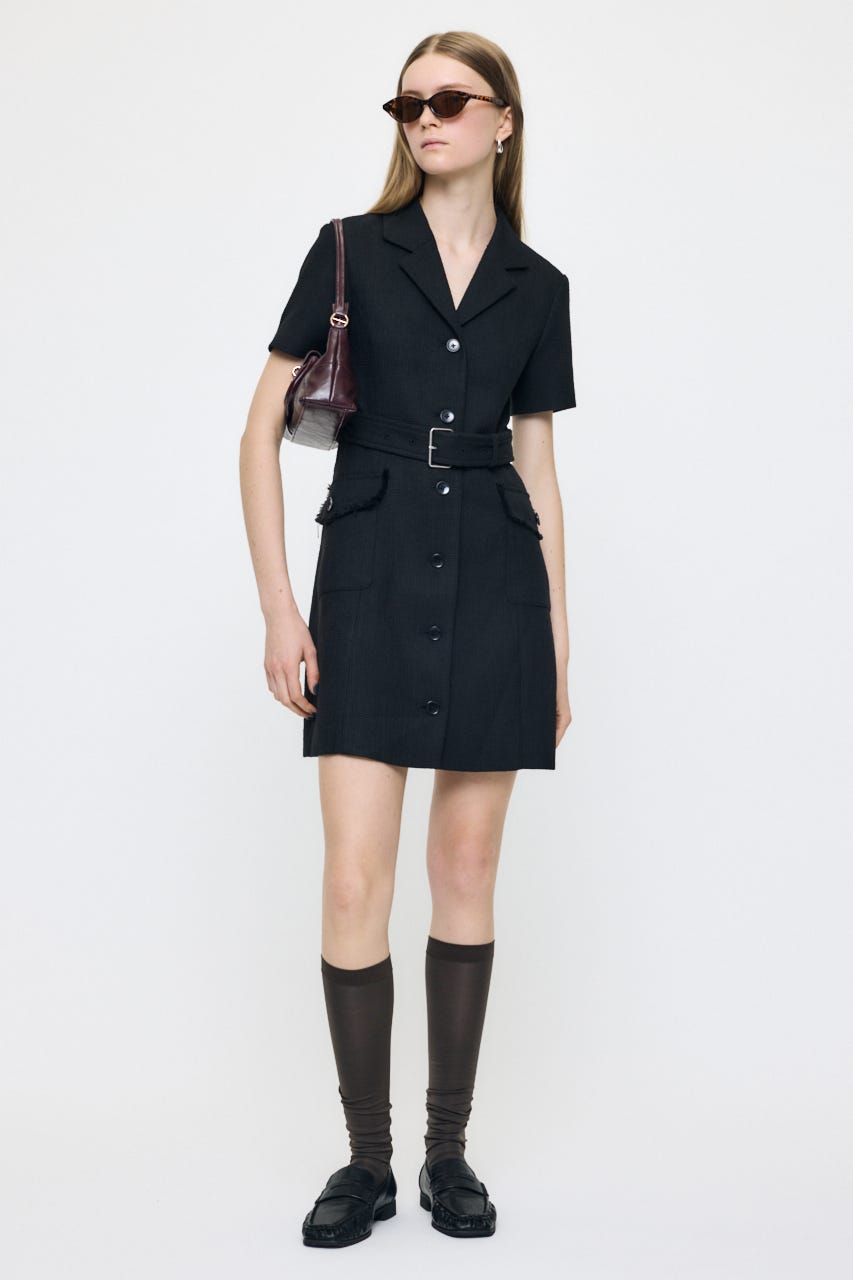 TWEEDED MINI ドレス BLK 1