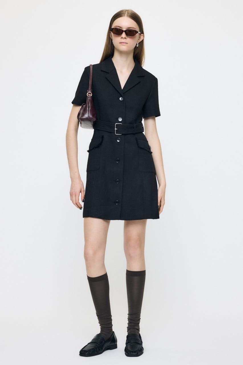 TWEEDED MINI ドレス BLK 1