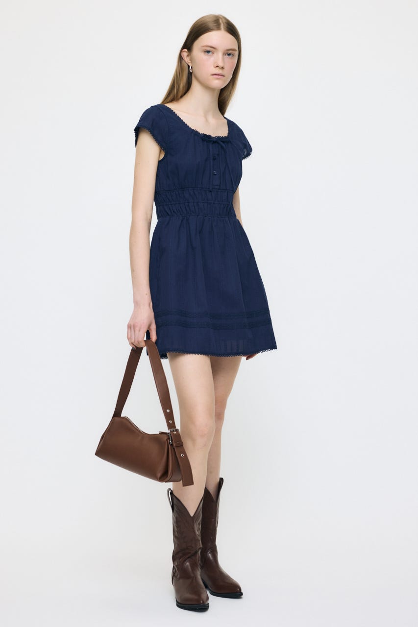 COTTON LACE MINI ドレス NVY 2