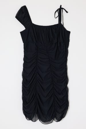 ASYMMETRY GATHER MINI ドレス