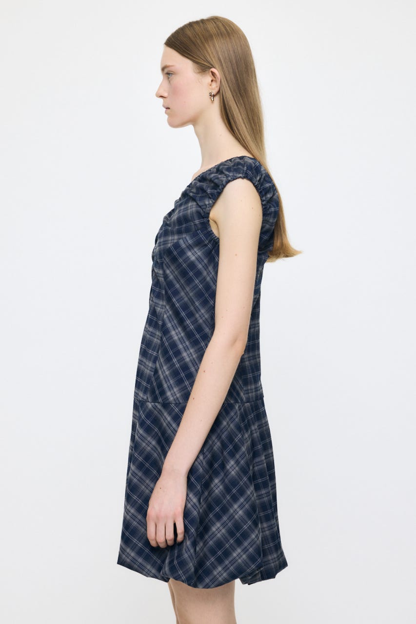 CHECK BALLOON MINI ドレス NVY 2