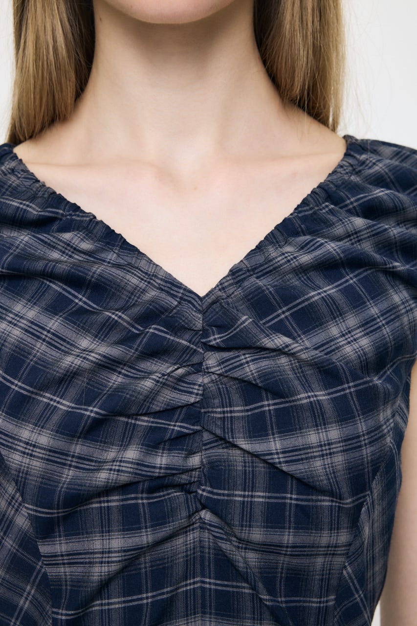 CHECK BALLOON MINI ドレス NVY 2