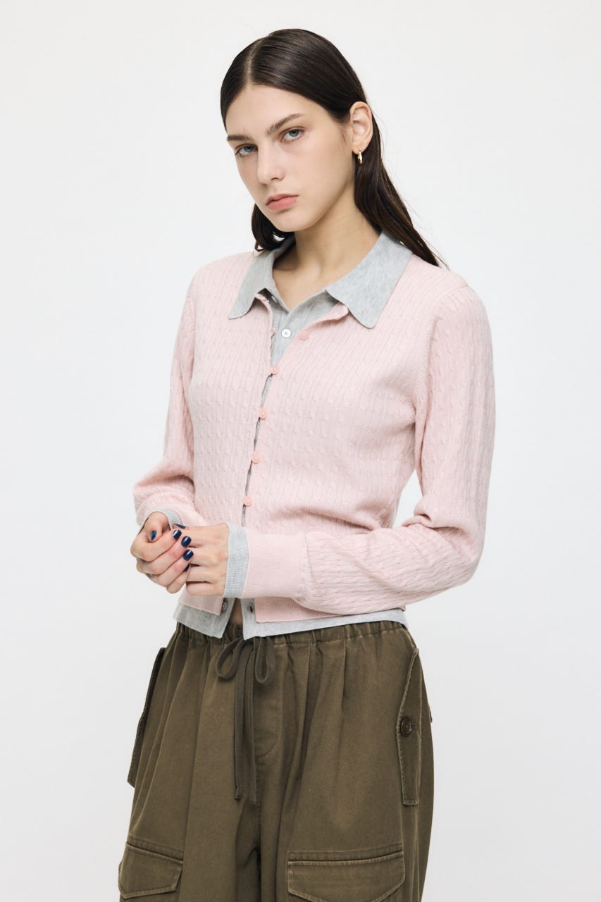 LAYERED LIKE KNIT トップス L/PNK FREE