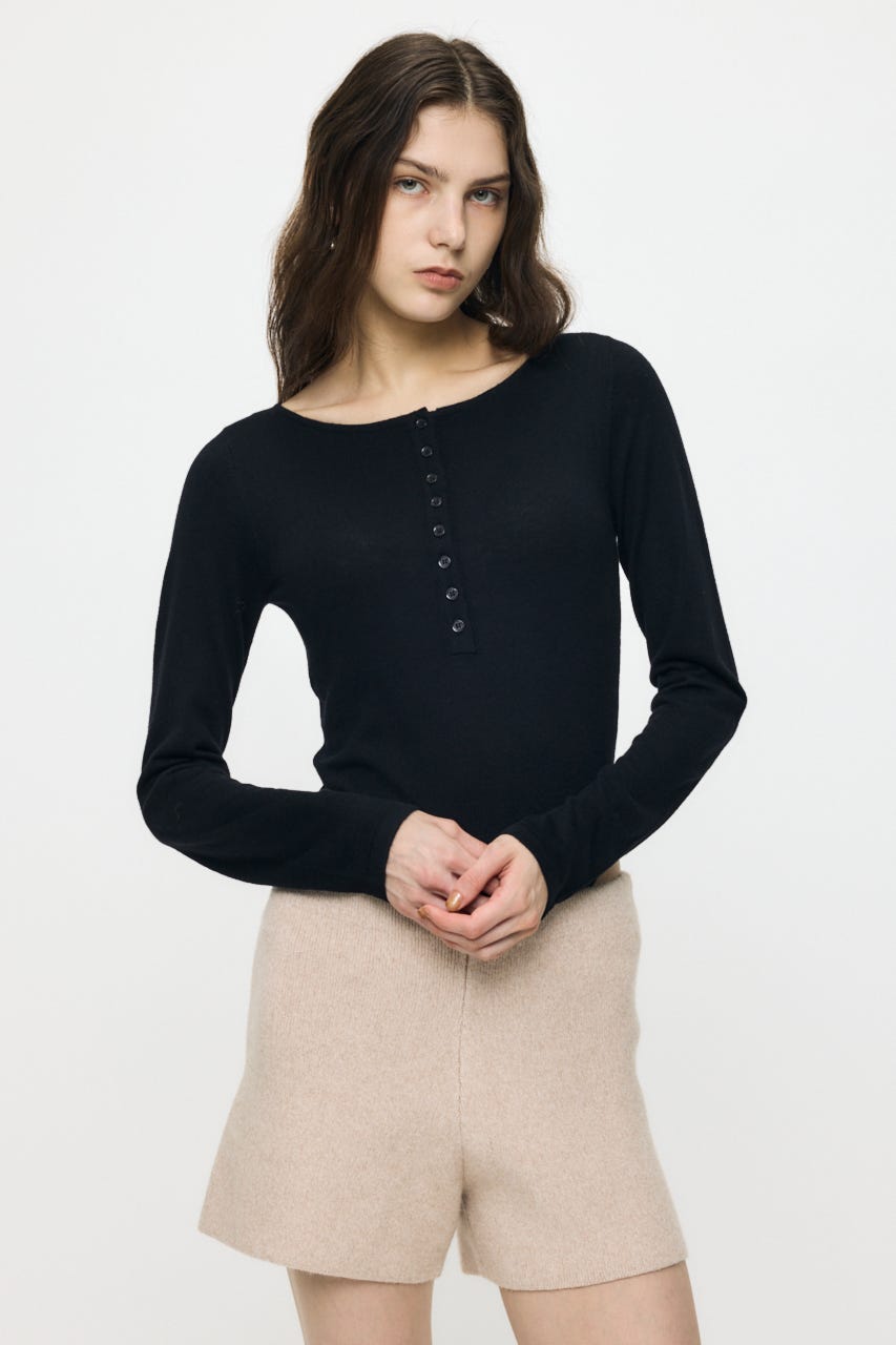 ES HENRY NECK KNIT ボディースーツ BLK 2