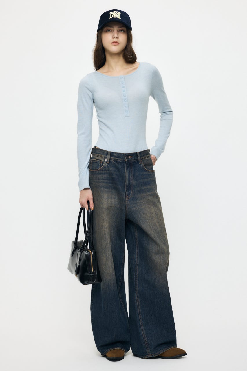 ES HENRY NECK KNIT ボディースーツ L/BLU 1