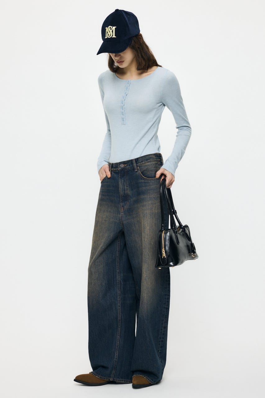 ES HENRY NECK KNIT ボディースーツ L/BLU 1