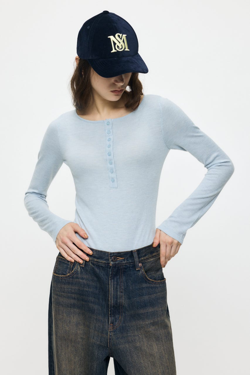 ES HENRY NECK KNIT ボディースーツ L/BLU 1