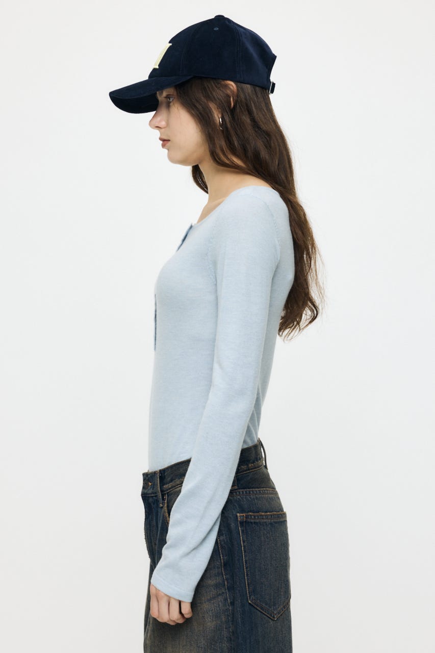 ES HENRY NECK KNIT ボディースーツ L/BLU 1