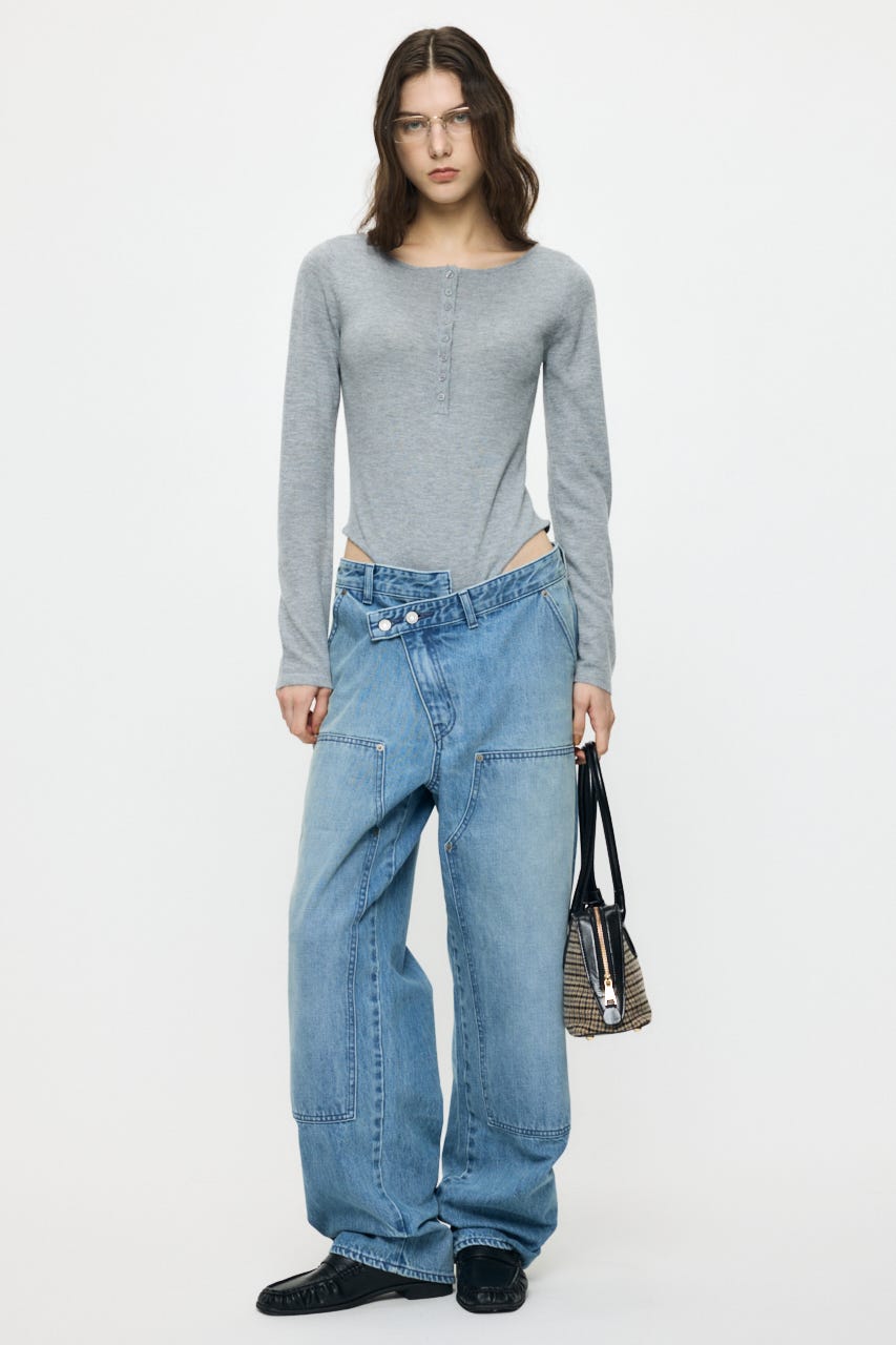 ES HENRY NECK KNIT ボディースーツ T.GRY 1