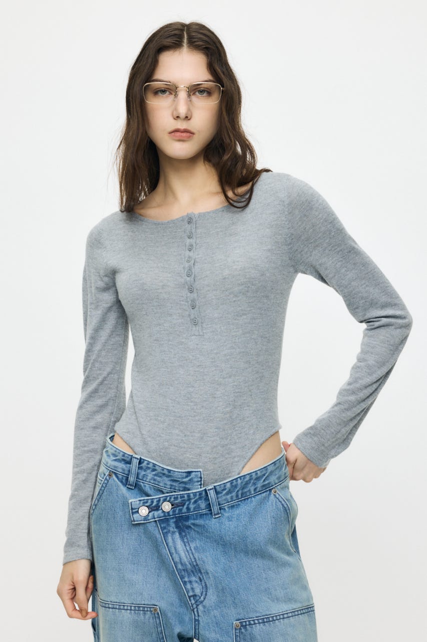 ES HENRY NECK KNIT ボディースーツ T.GRY 1
