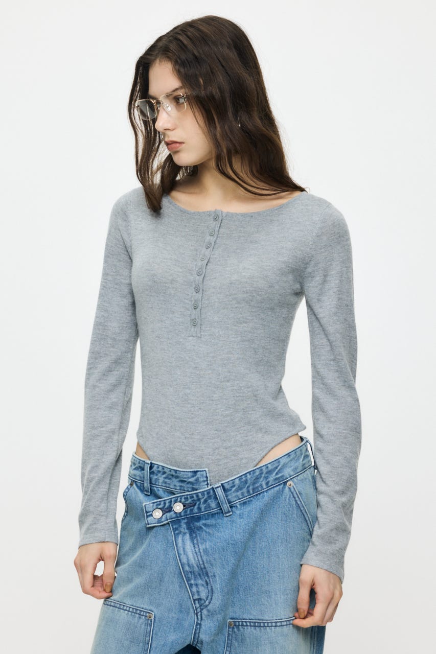 ES HENRY NECK KNIT ボディースーツ T.GRY 1