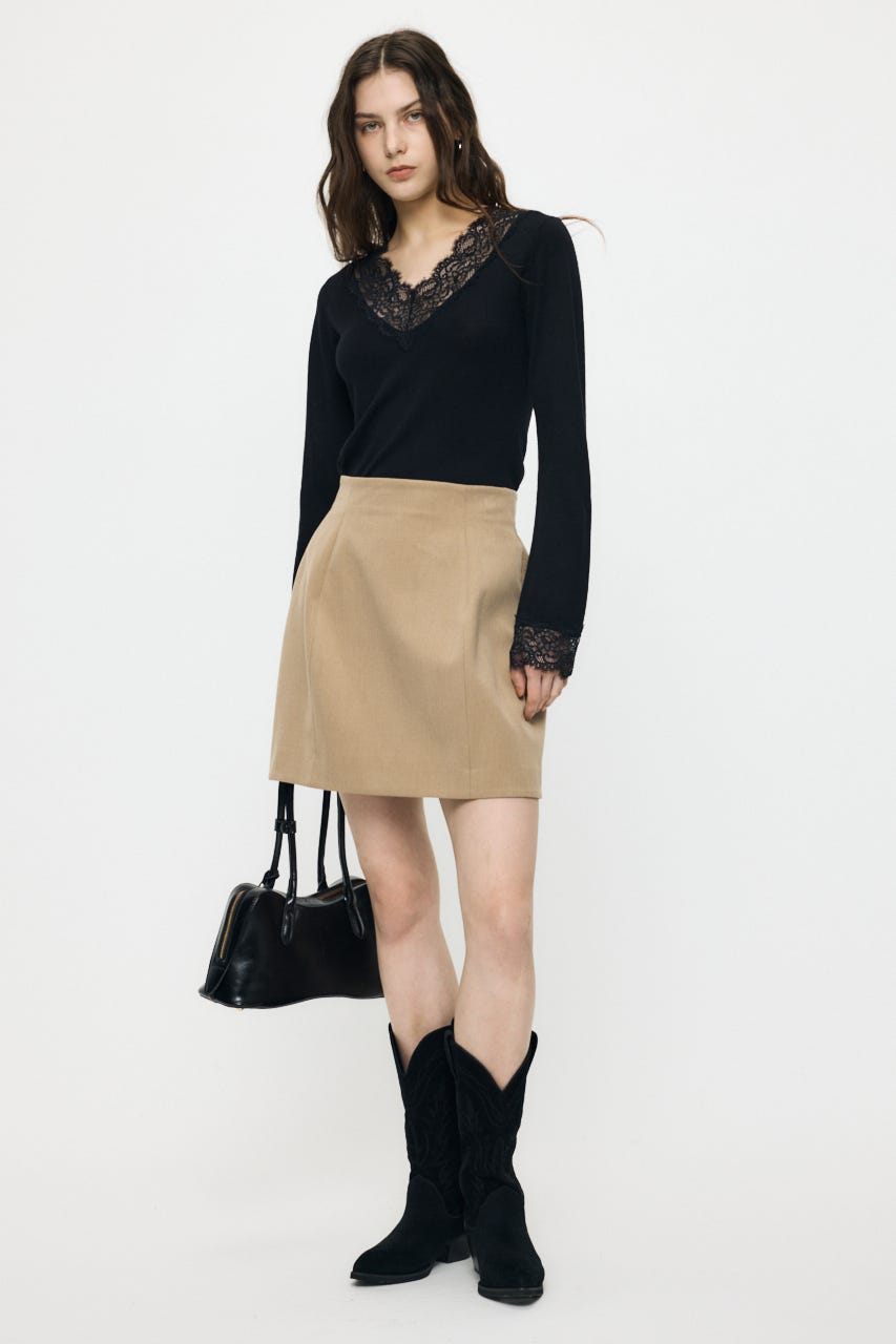 ES V NECK LACE トップス BLK 2