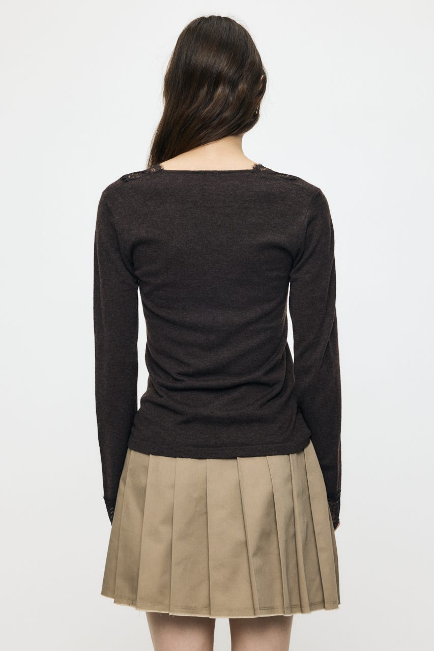 ES V NECK LACE トップス BRN 1