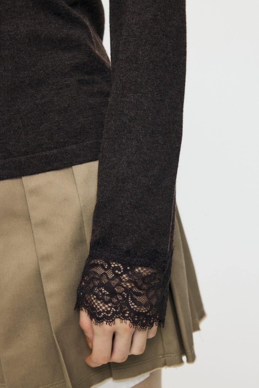 ES V NECK LACE トップス BRN 1