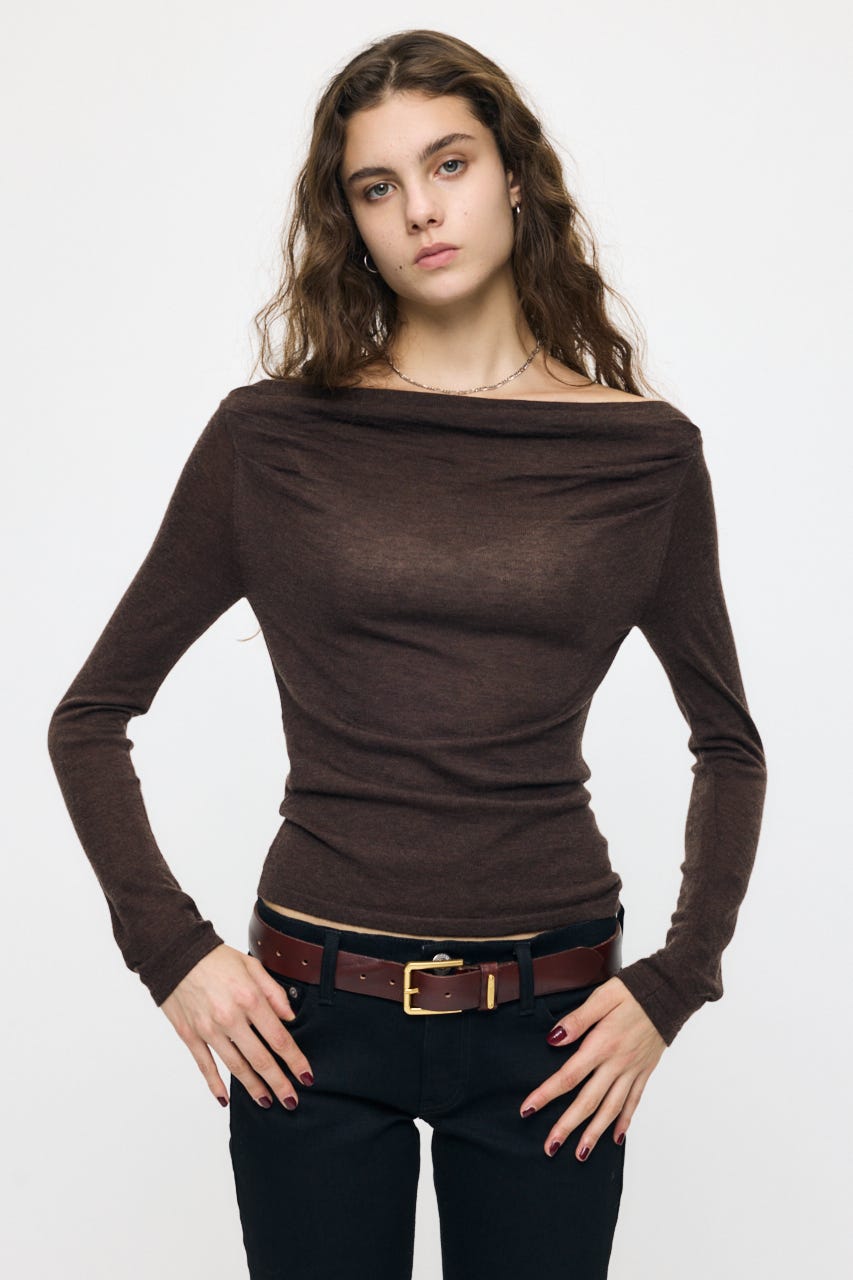 GATHER 3WAY KNIT トップス BRN FREE