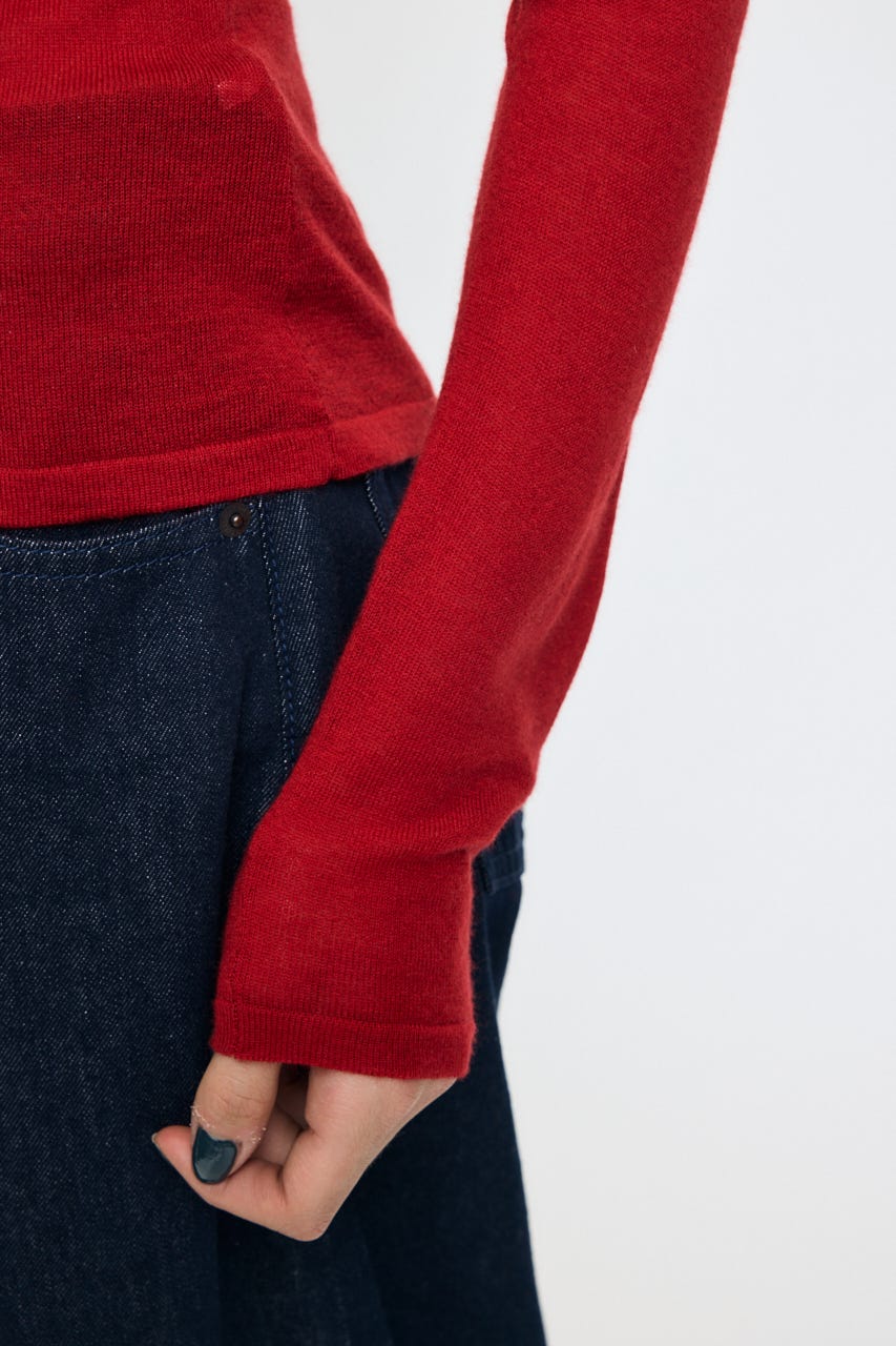 GATHER 3WAY KNIT トップス RED FREE