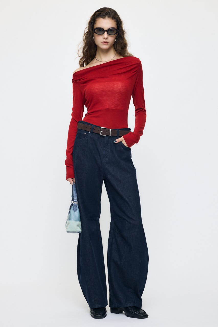 GATHER 3WAY KNIT トップス RED FREE