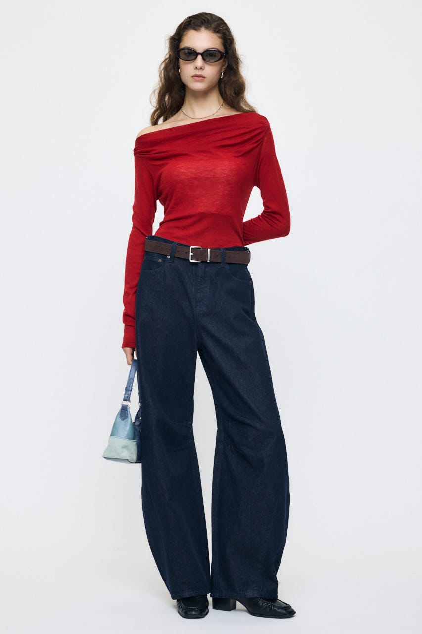 GATHER 3WAY KNIT トップス RED FREE