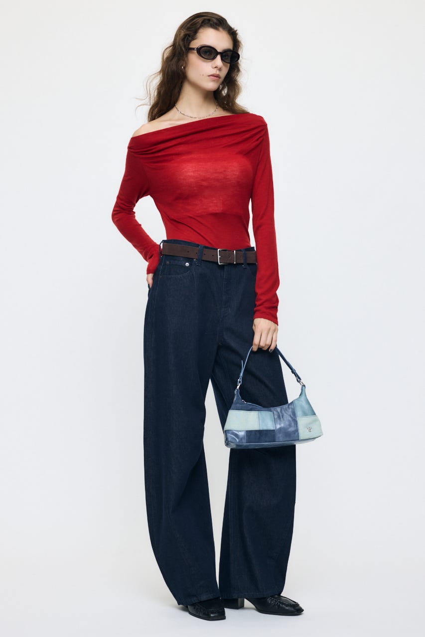 GATHER 3WAY KNIT トップス RED FREE