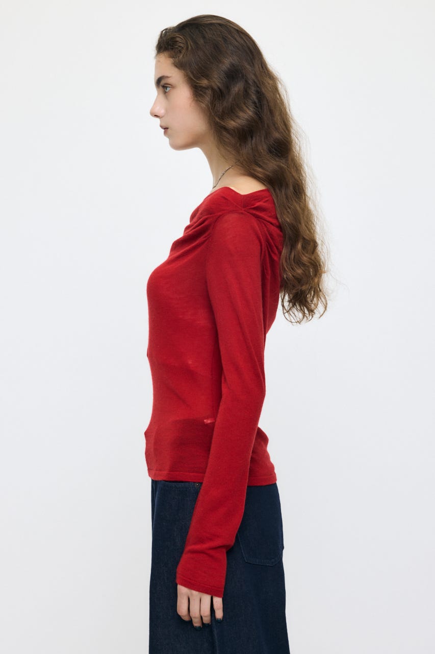 GATHER 3WAY KNIT トップス RED FREE