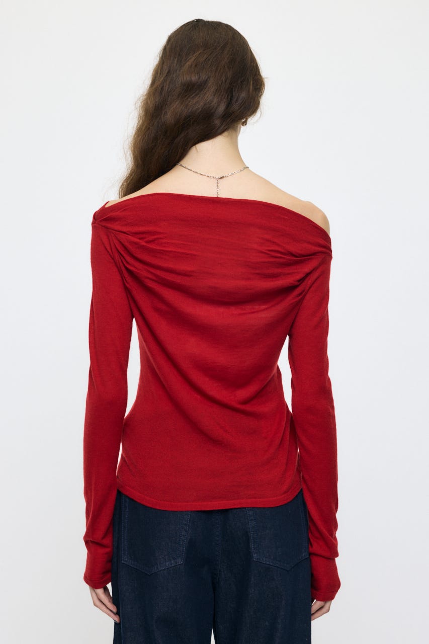 GATHER 3WAY KNIT トップス RED FREE