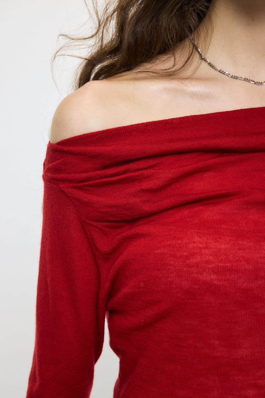 GATHER 3WAY KNIT トップス RED FREE
