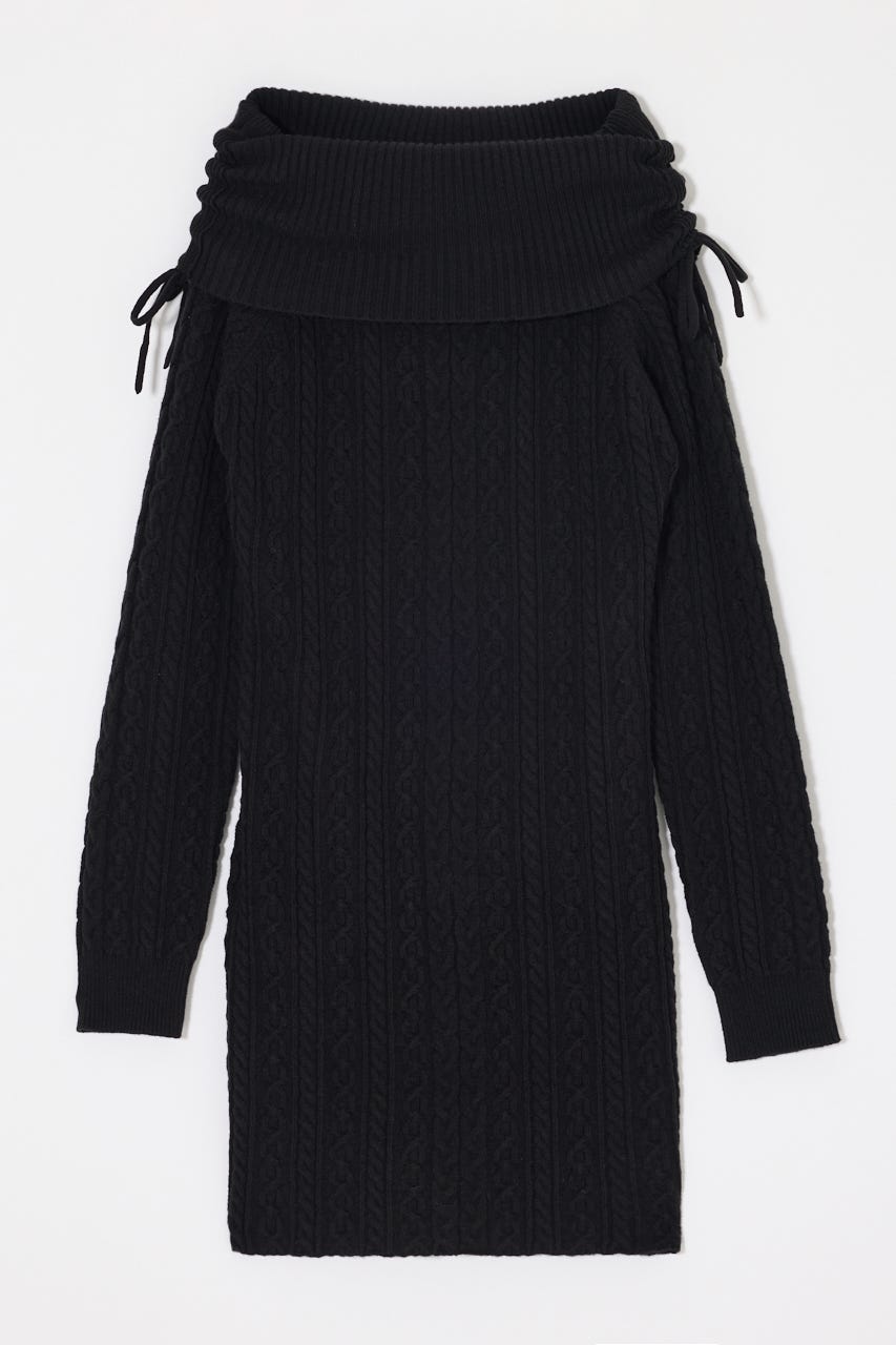 KNIT OFF SHOULDER MINI ドレス BLK 2