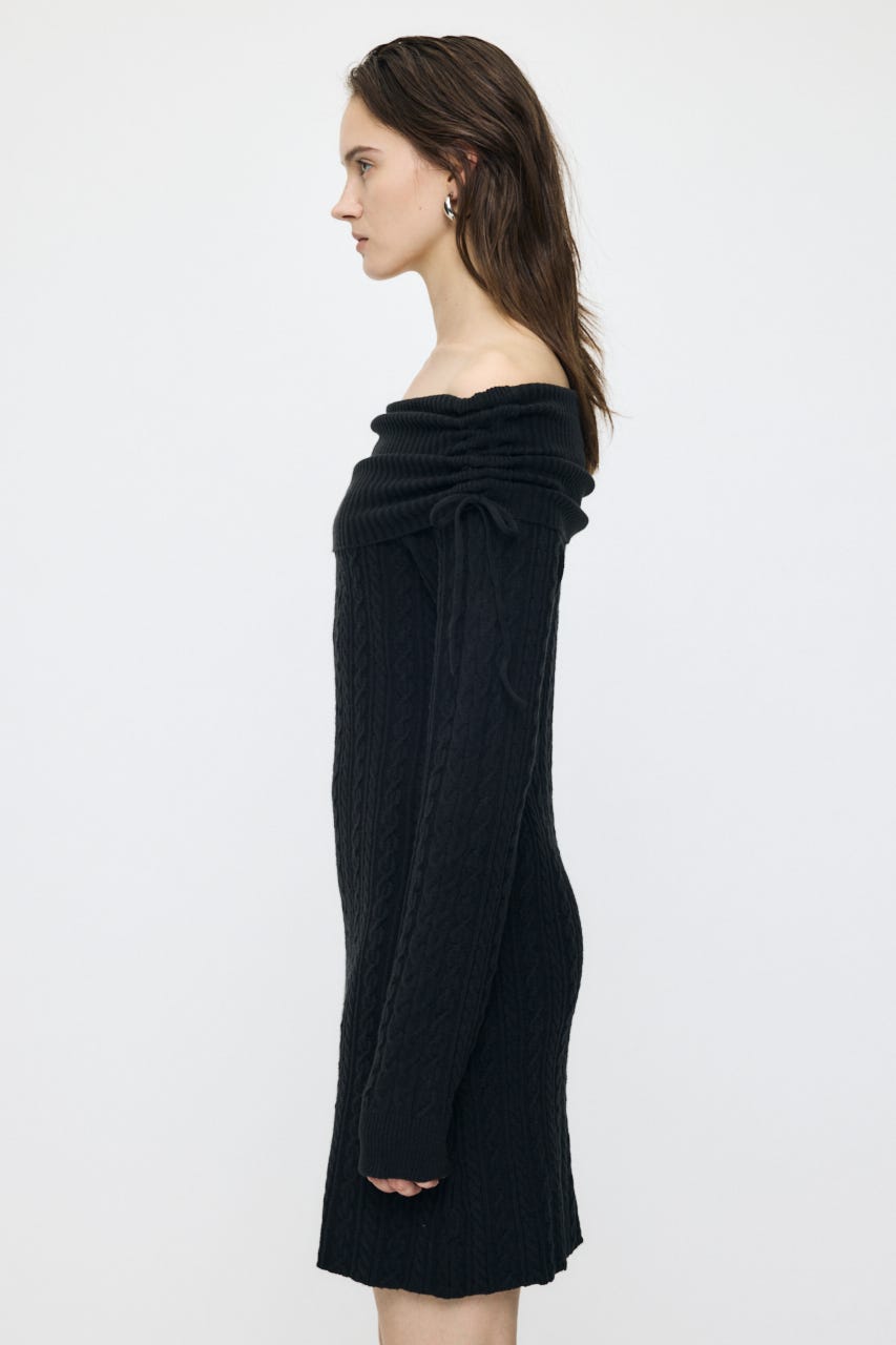 KNIT OFF SHOULDER MINI ドレス BLK 2