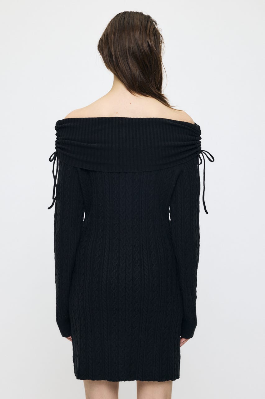 KNIT OFF SHOULDER MINI ドレス BLK 2