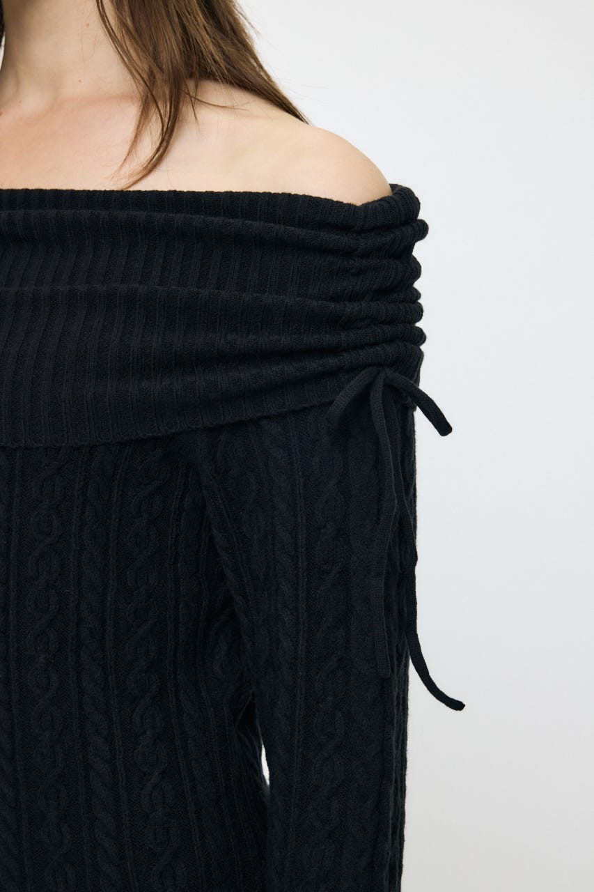 KNIT OFF SHOULDER MINI ドレス BLK 2