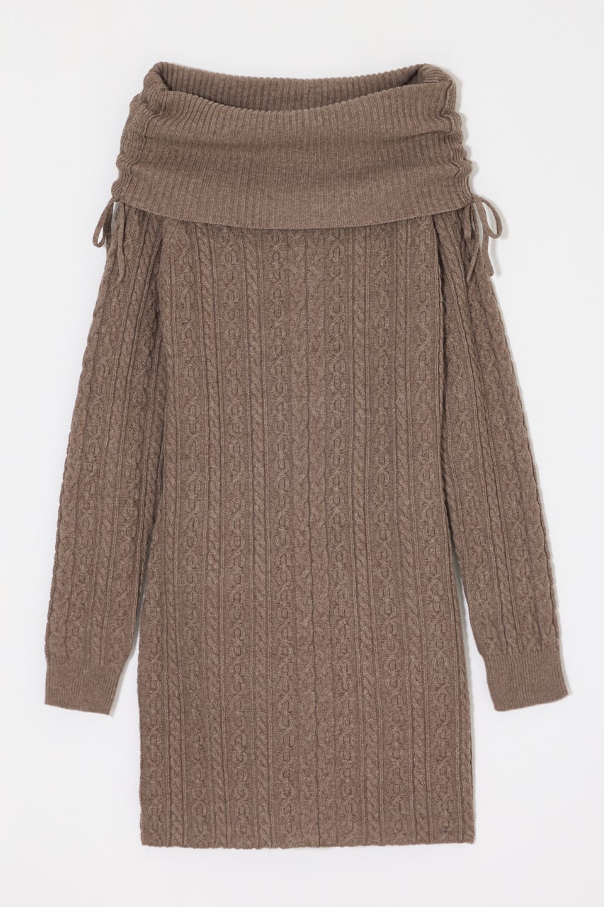 KNIT OFF SHOULDER MINI ドレス BRN 1