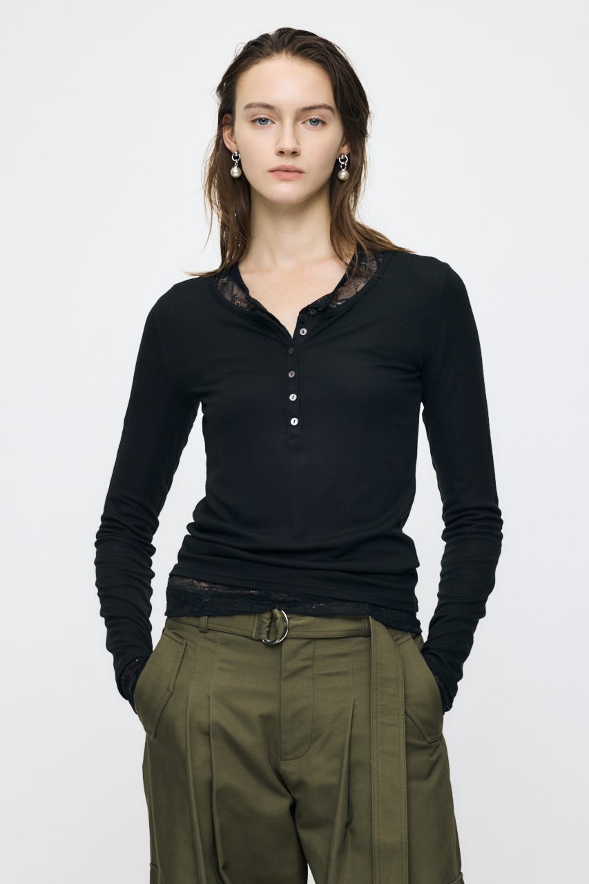 ES HENRY NECK トップス BLK 1