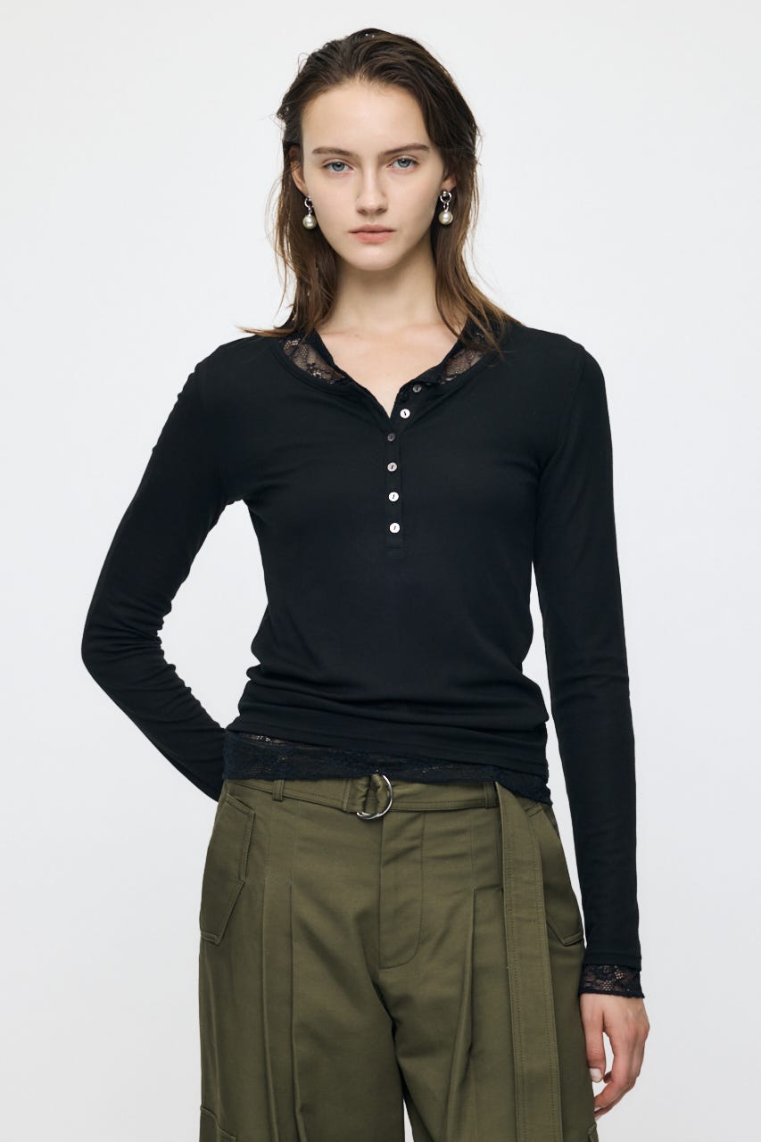 ES HENRY NECK トップス BLK 1