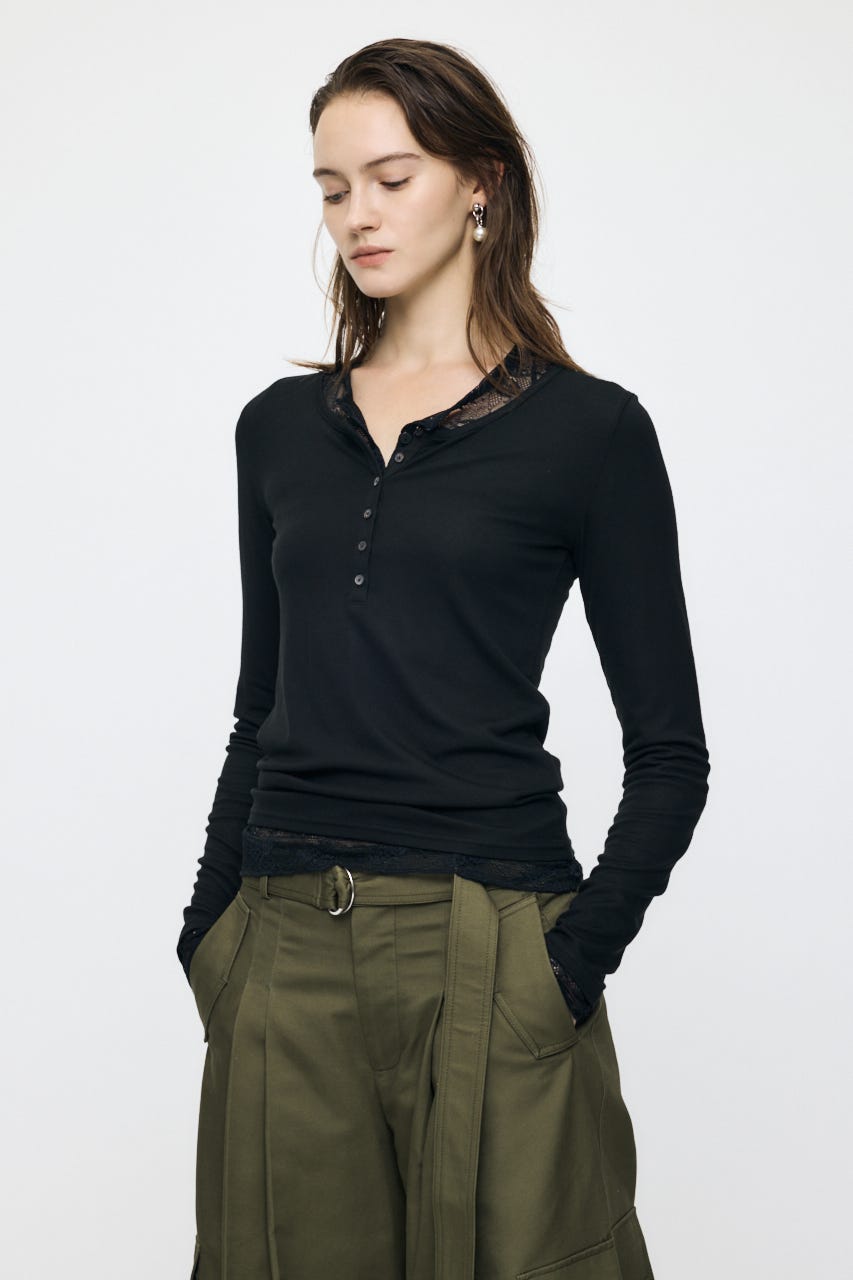 ES HENRY NECK トップス BLK 1