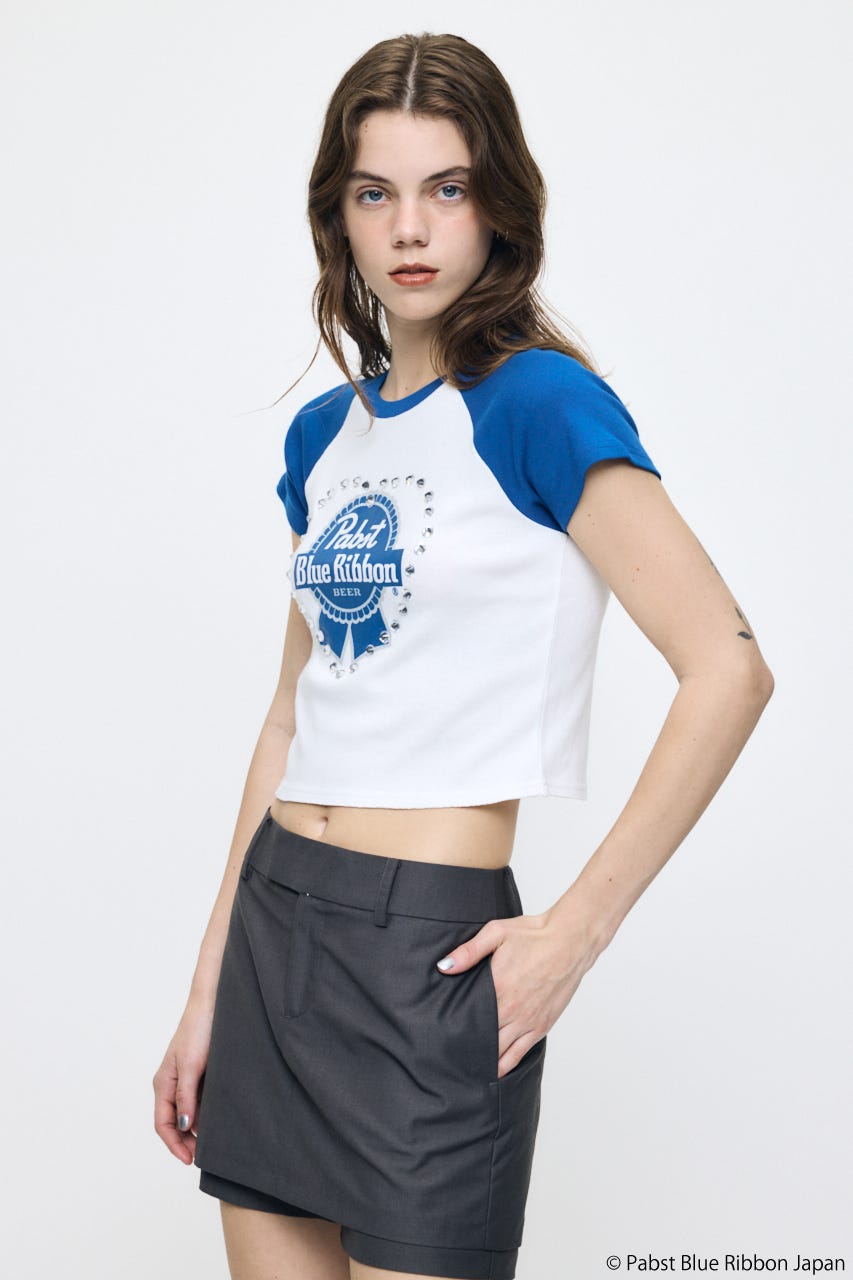 PABST RAGLAN BABY TEE WHT FREE