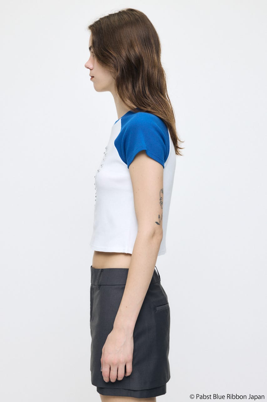 PABST RAGLAN BABY TEE WHT FREE