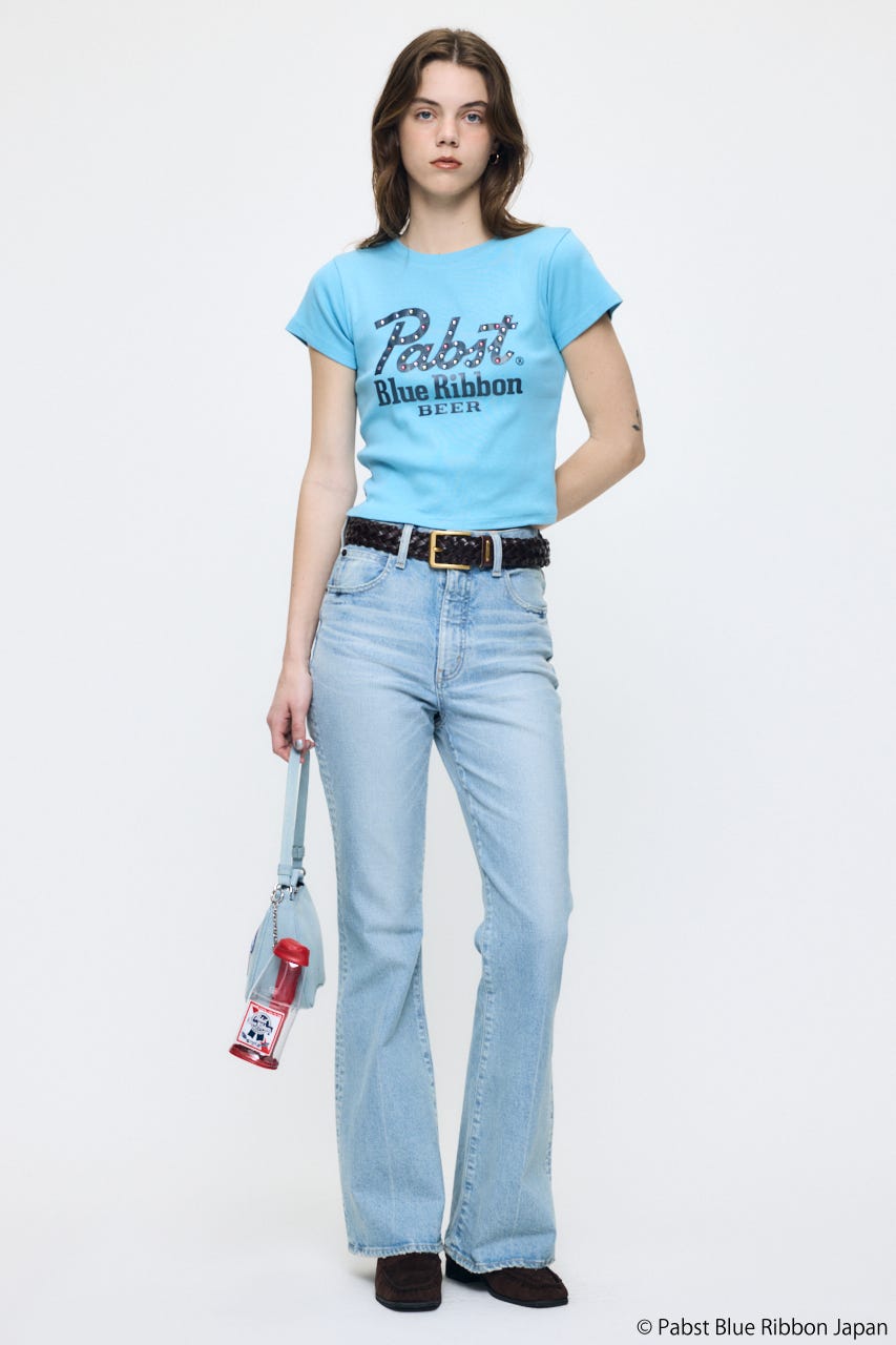 PABST CURSIVE LOGO Tシャツ L/BLU FREE