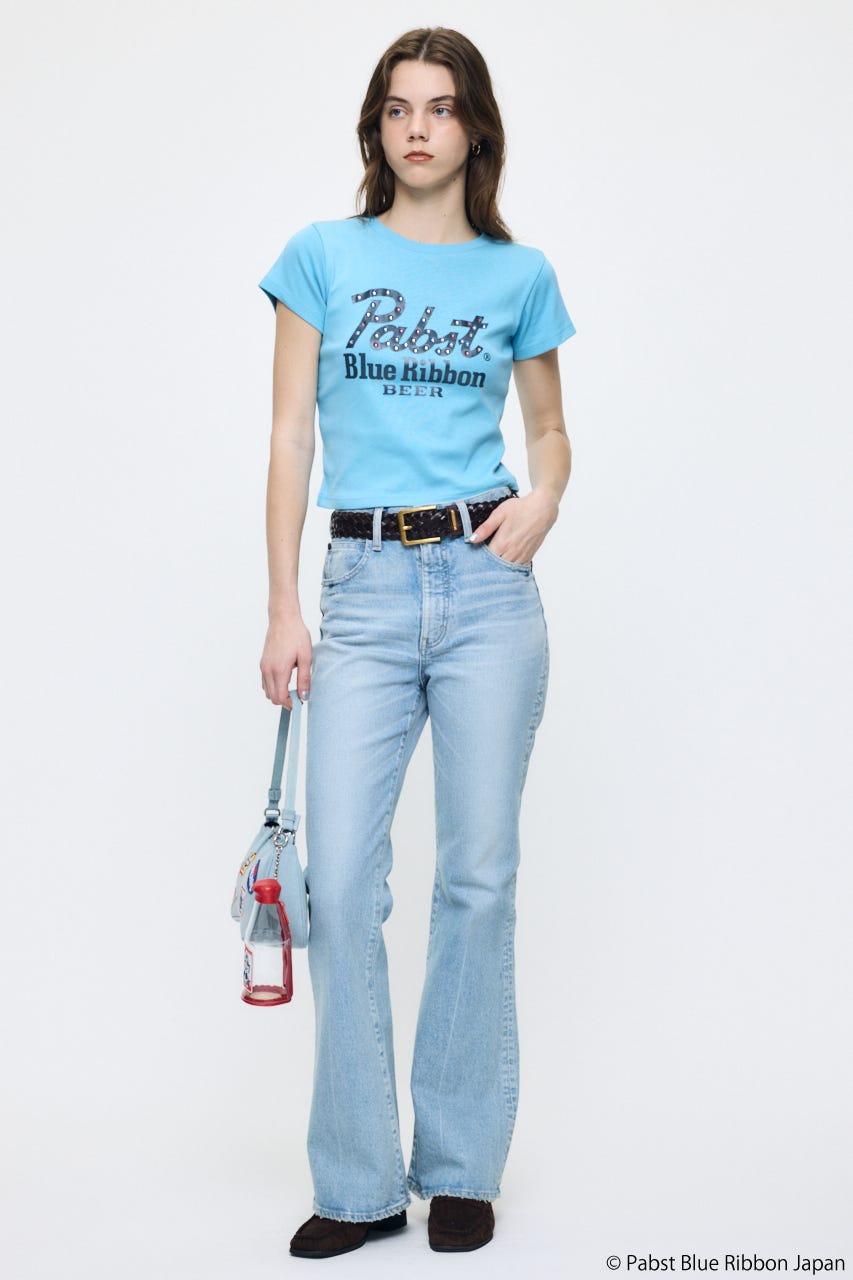PABST CURSIVE LOGO Tシャツ L/BLU FREE