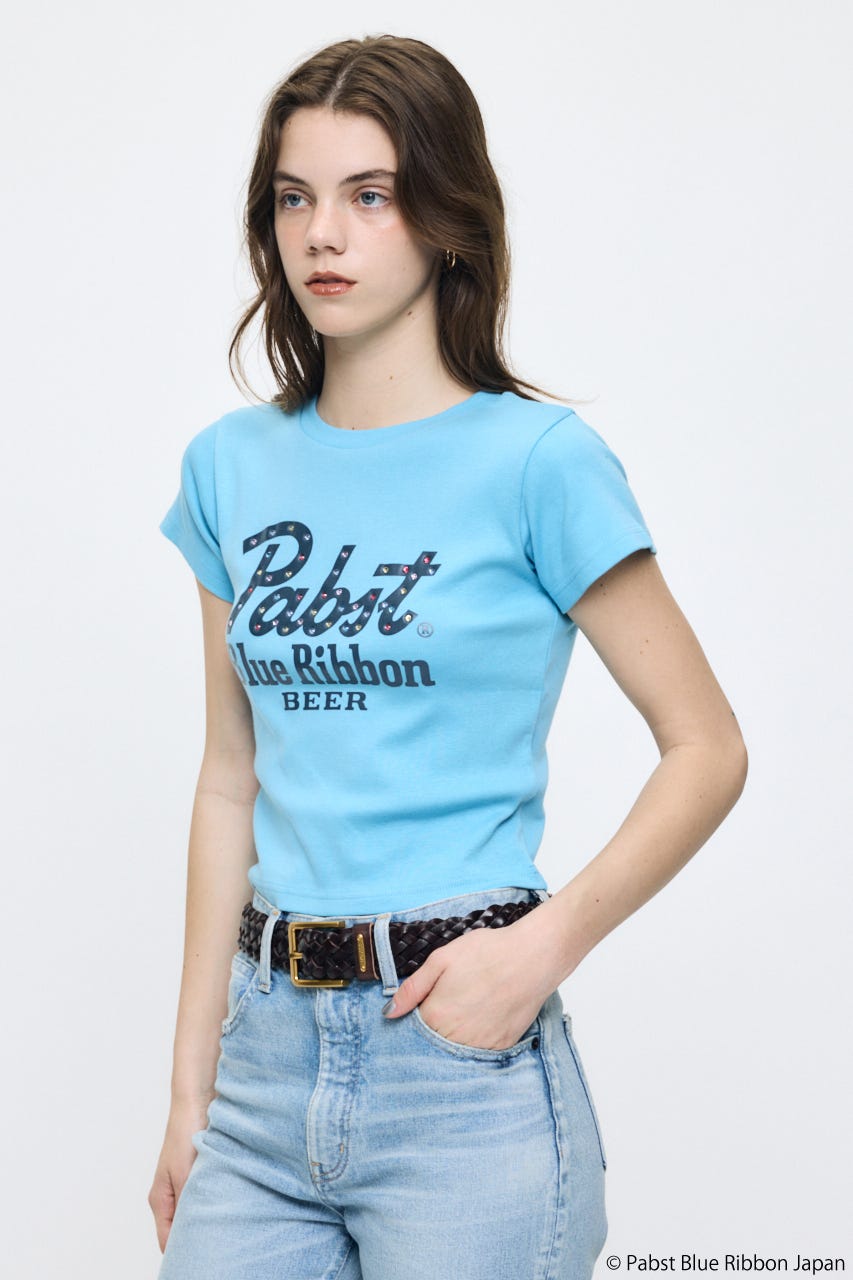 PABST CURSIVE LOGO Tシャツ L/BLU FREE