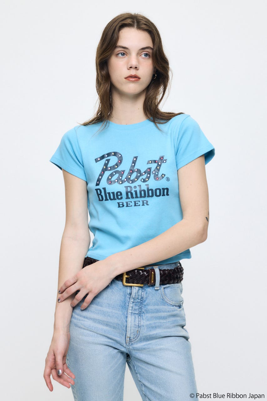 PABST CURSIVE LOGO Tシャツ L/BLU FREE