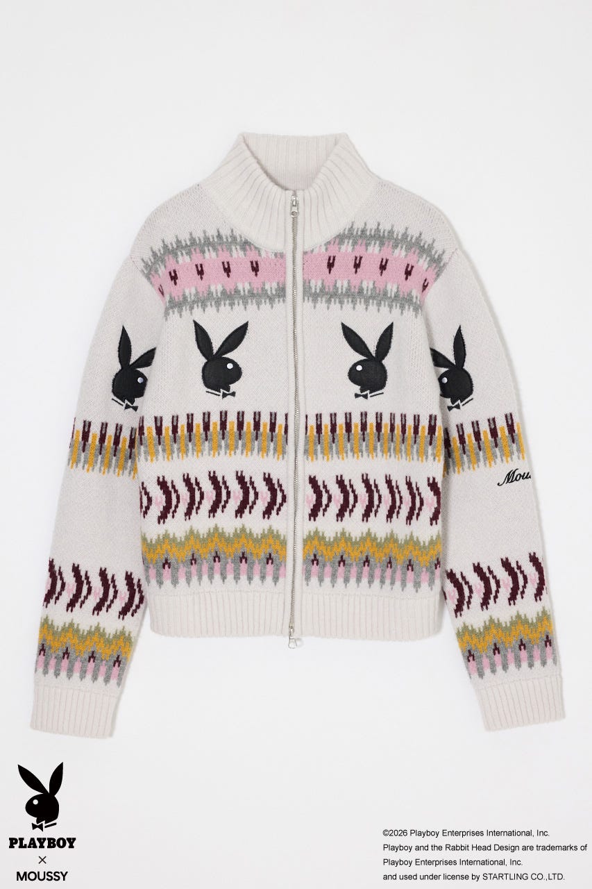 PB JACQUARD ZIP UP セーター O/WHT FREE