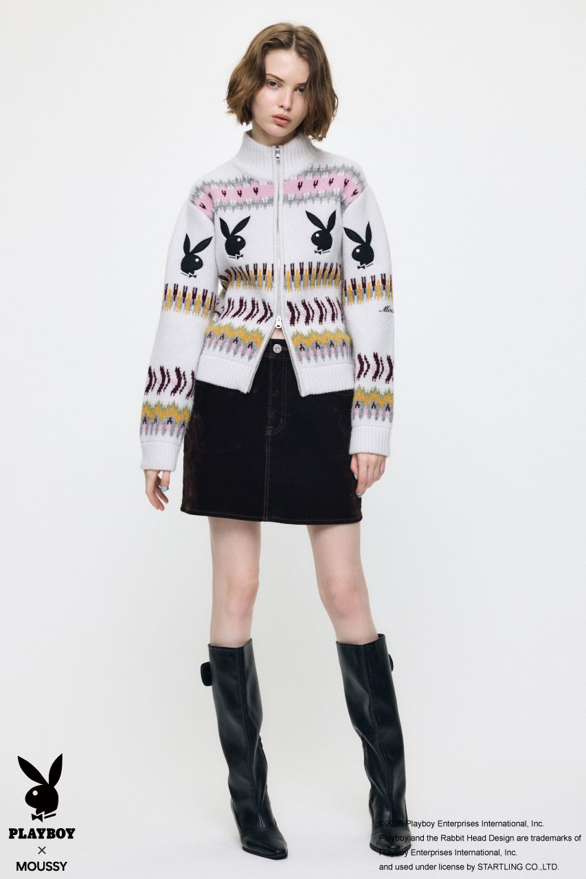 PB JACQUARD ZIP UP セーター O/WHT FREE