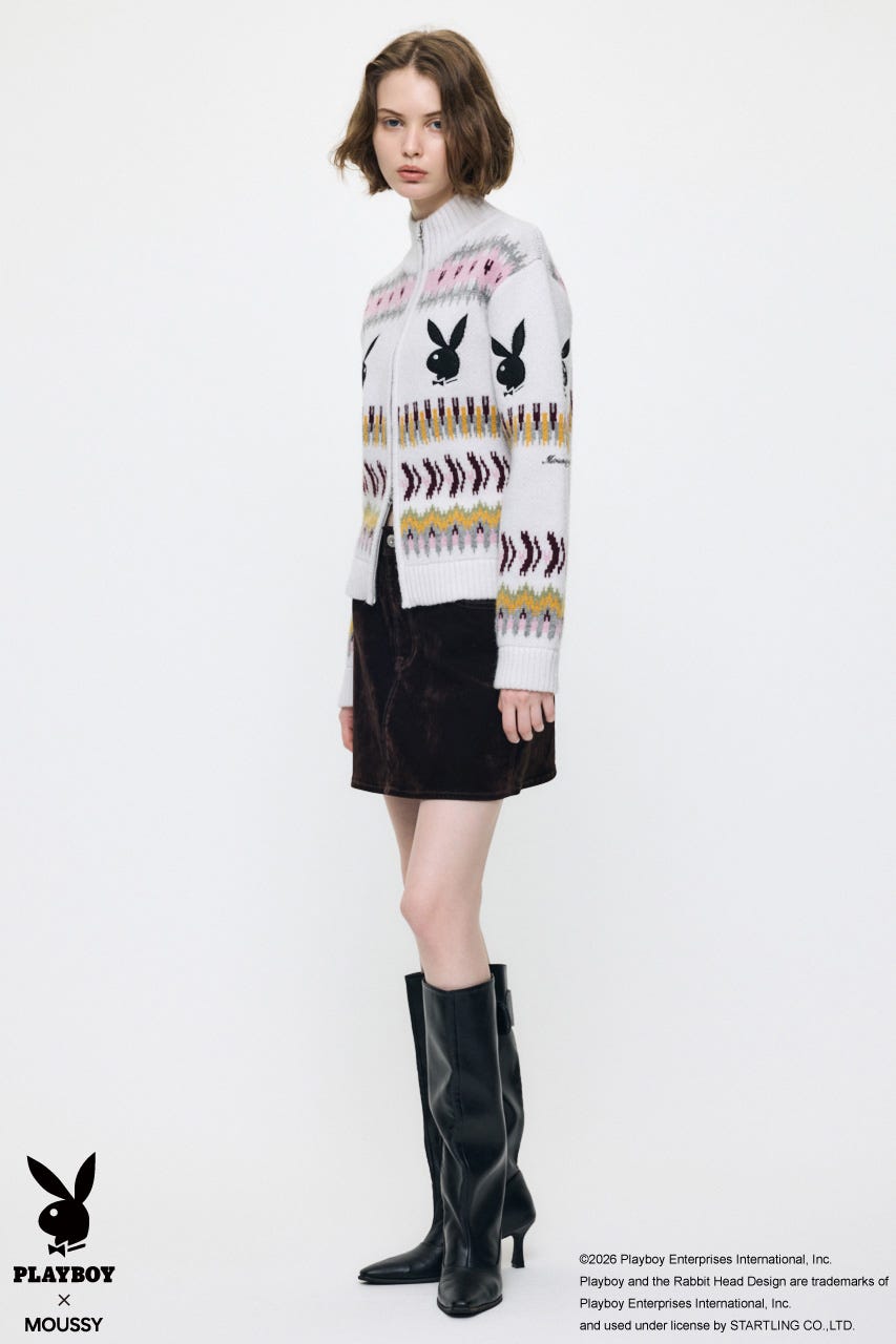 PB JACQUARD ZIP UP セーター O/WHT FREE