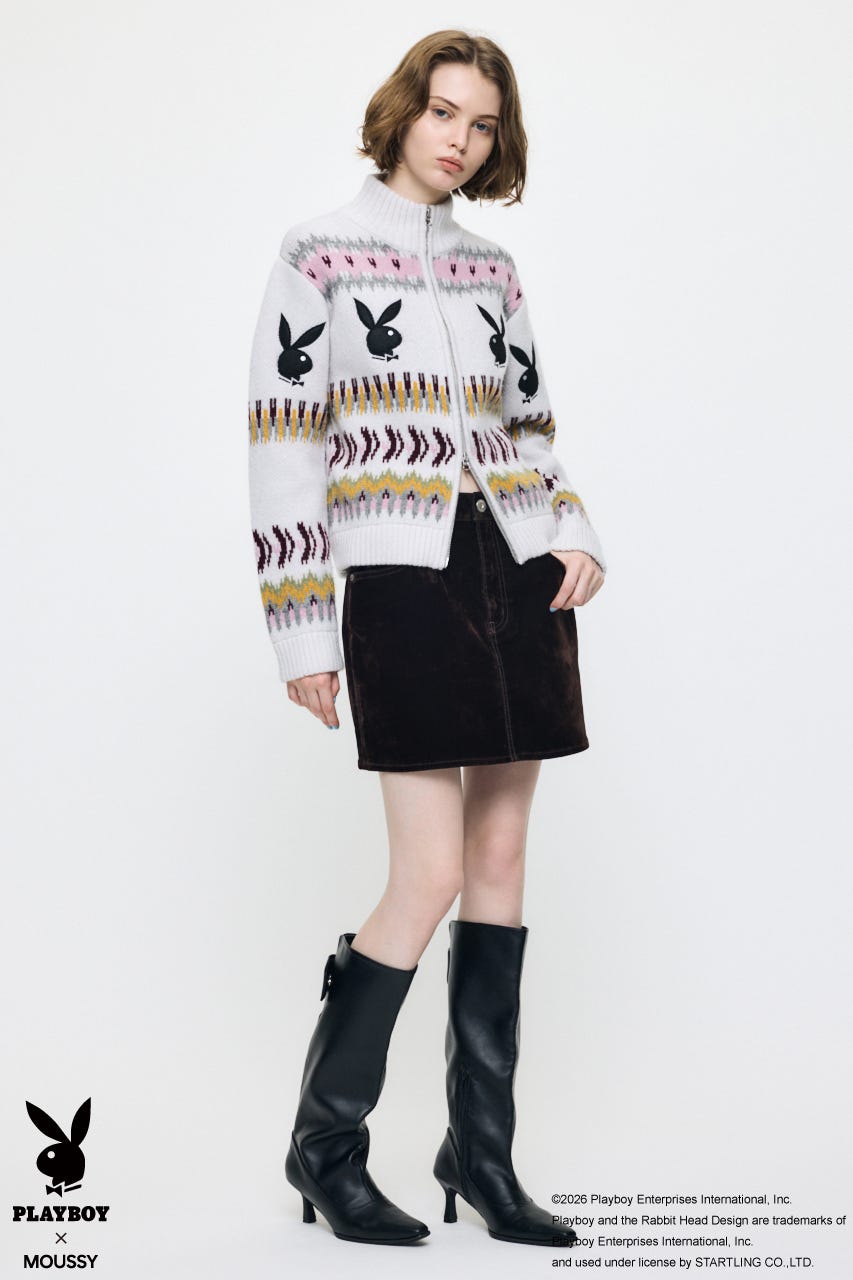 PB JACQUARD ZIP UP セーター O/WHT FREE