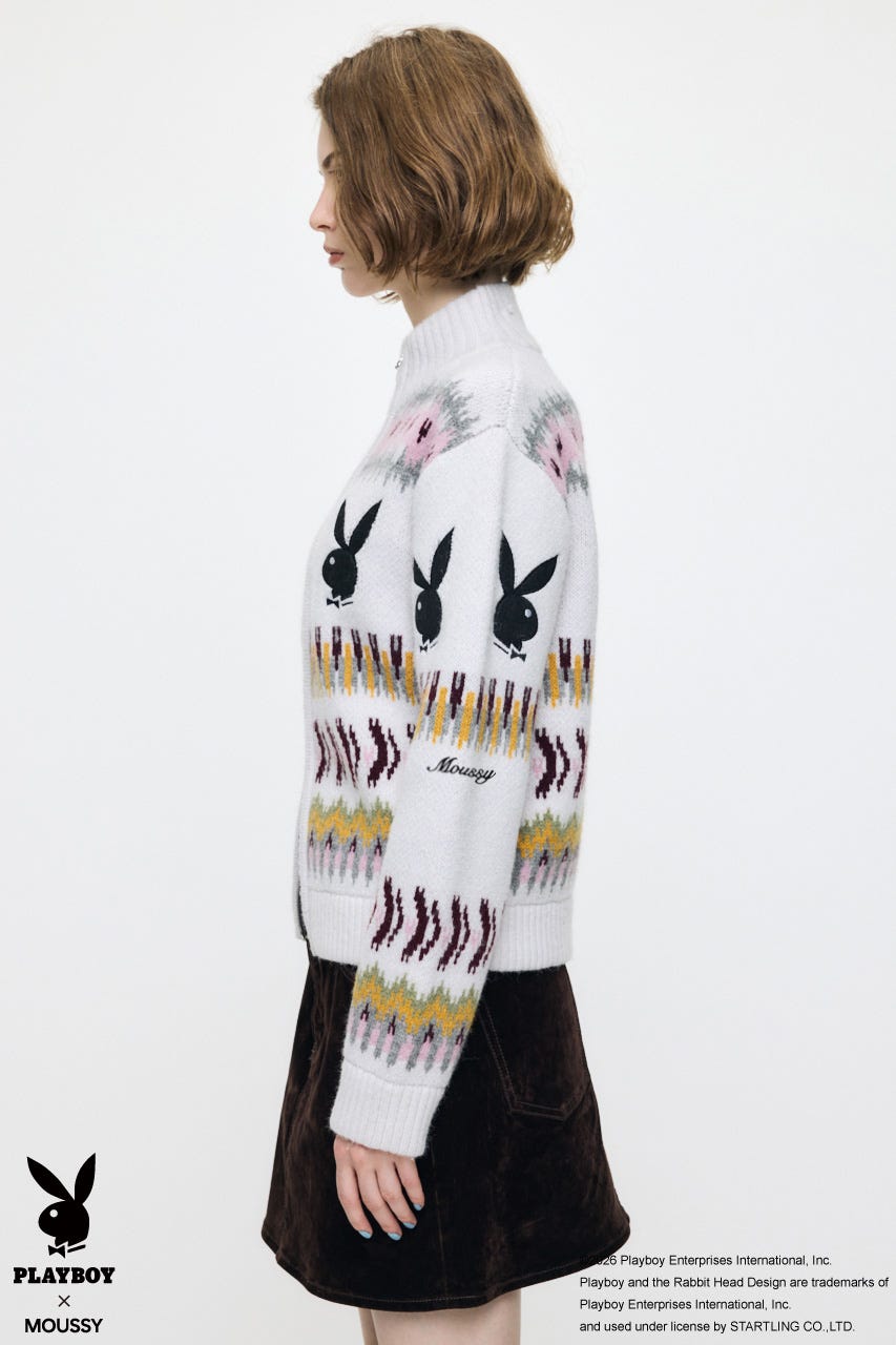 PB JACQUARD ZIP UP セーター O/WHT FREE