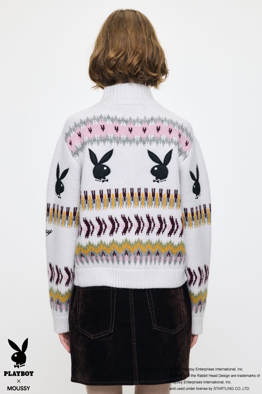 PB JACQUARD ZIP UP セーター O/WHT FREE
