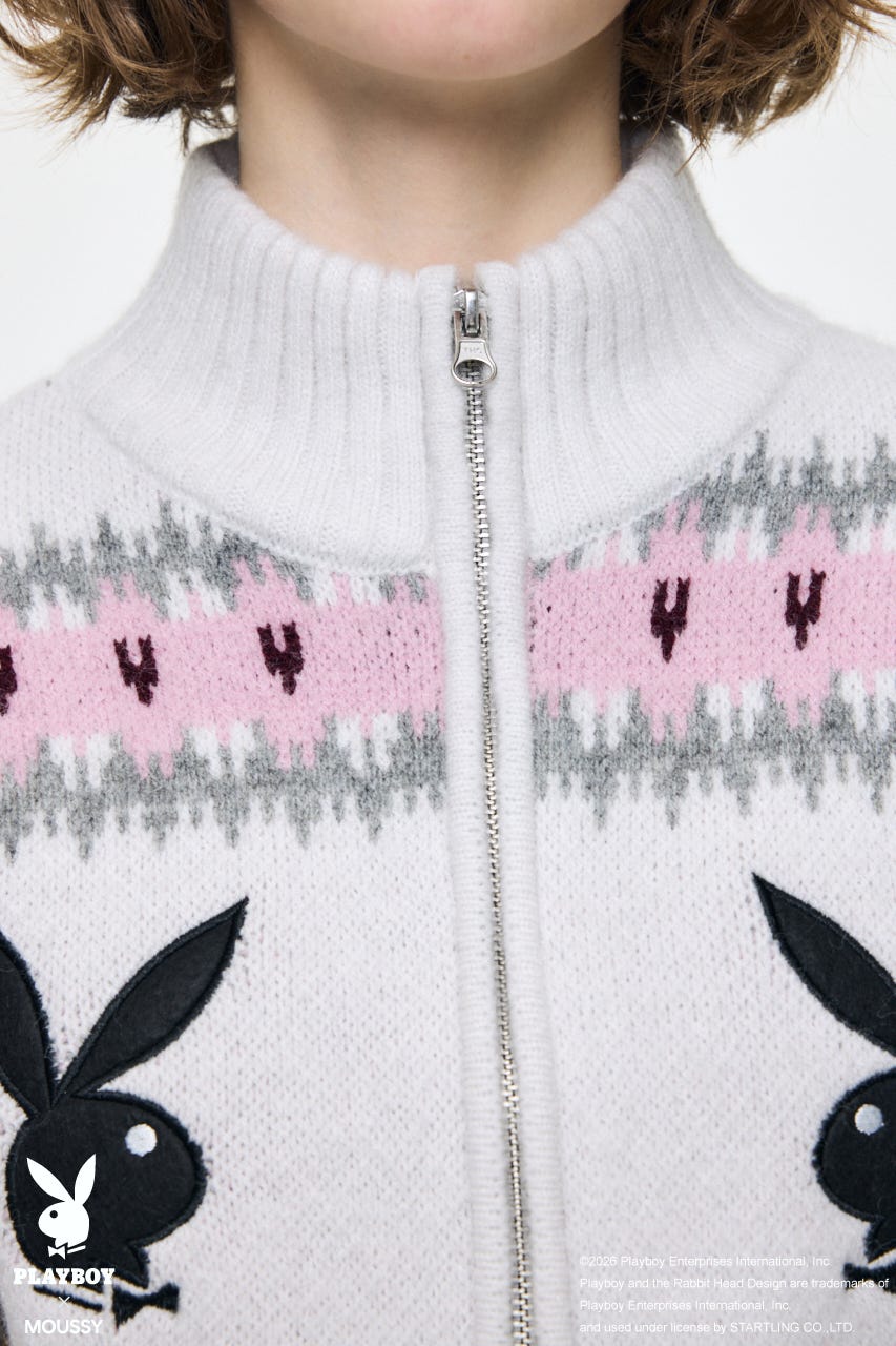 PB JACQUARD ZIP UP セーター O/WHT FREE