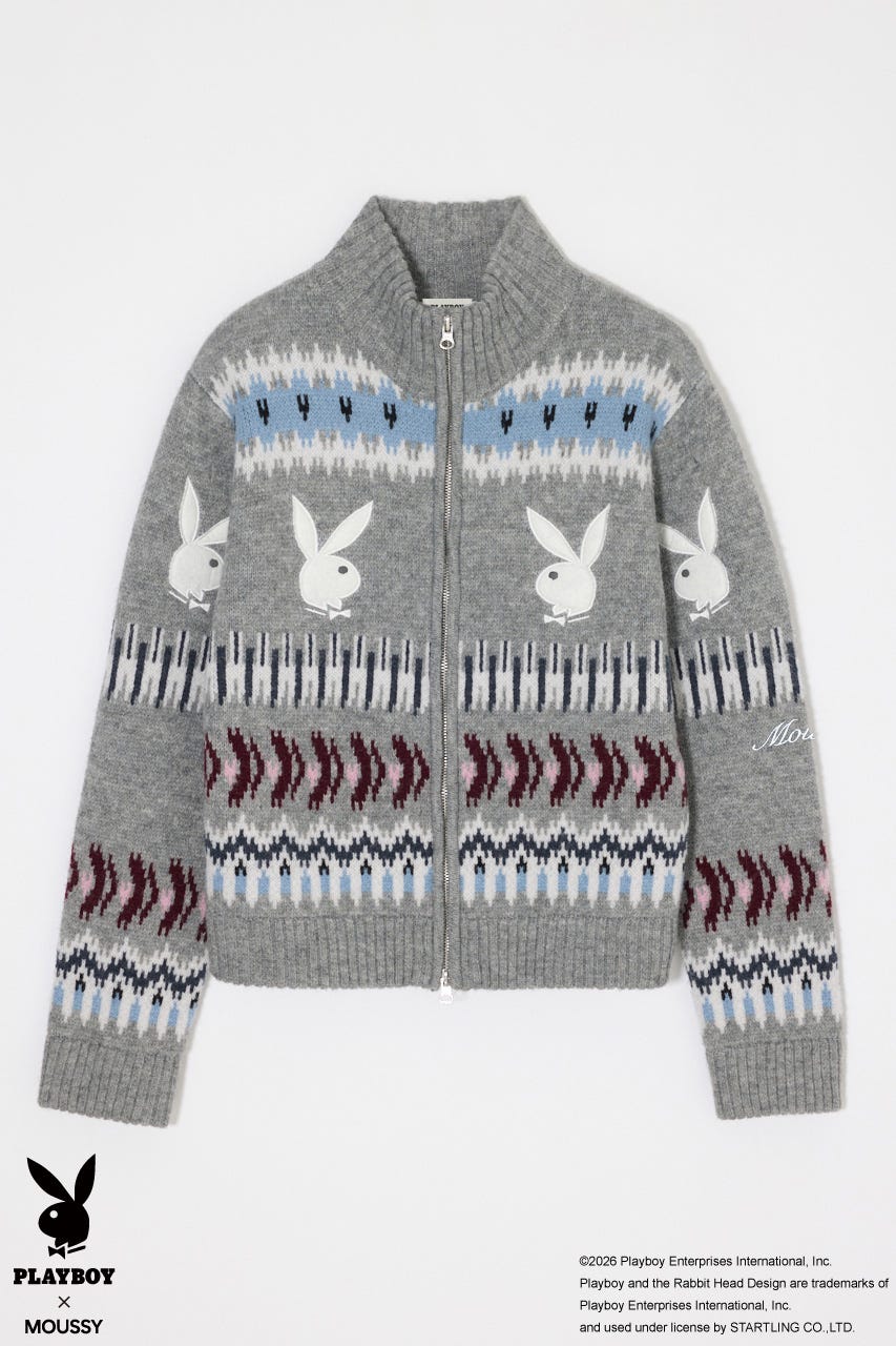 PB JACQUARD ZIP UP セーター T.GRY FREE