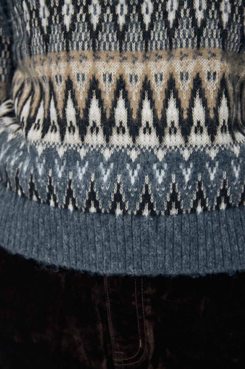 FAIR ISLE セーター GRY FREE
